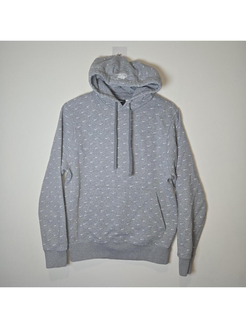 Nike Hoodie Men's Gray Swoosh All Over Print Sweatshirt Casual sz S